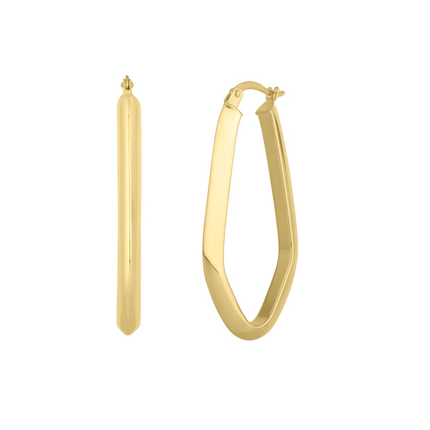 10K Geometric Oval Hoop Earring