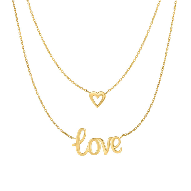 10K Gold Multi Layered ""Love"" Necklace