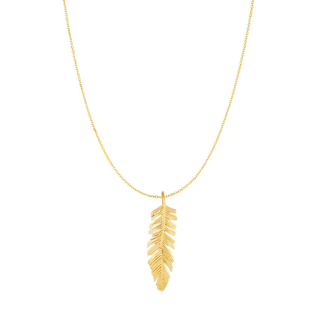 10K Gold Feather Necklace