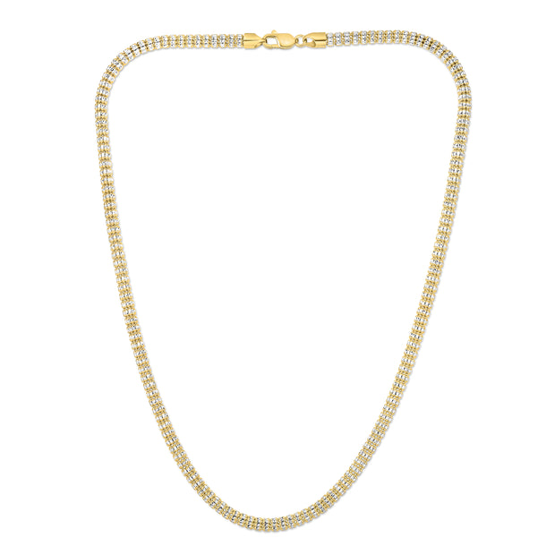10K 4.25mm Two-Tone Fancy Ice Chain