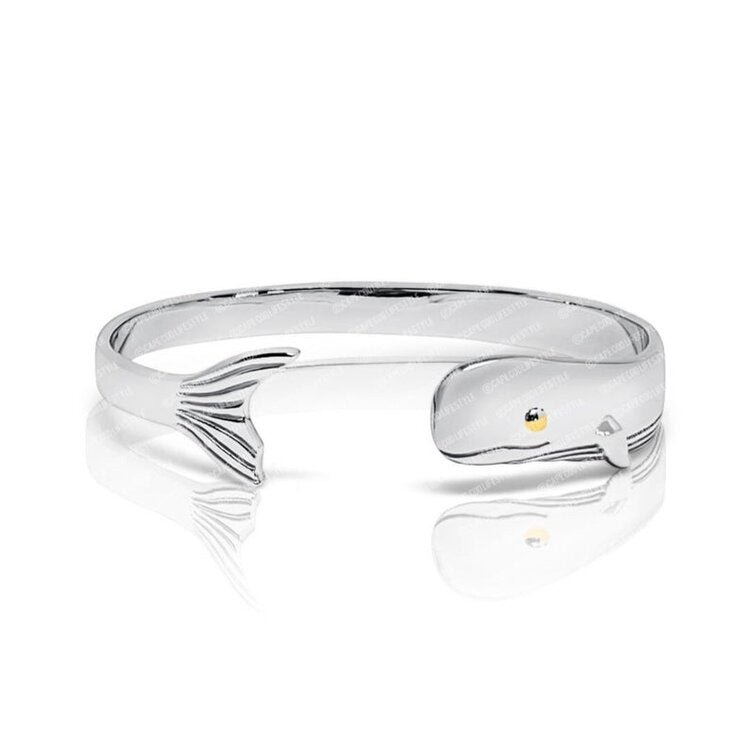 Whale Bracelet made in Sterling Silver w/ 14k Yellow Gold – Nasr Jewelers