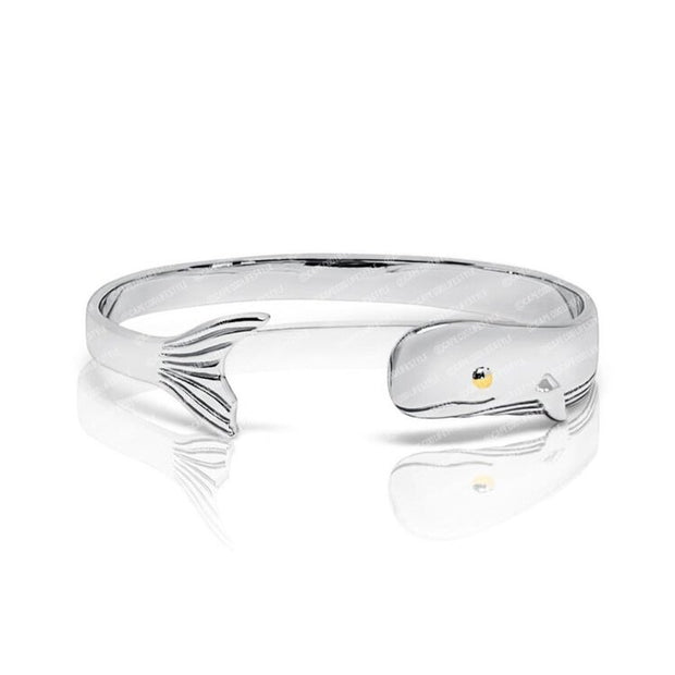 Whale Bracelet made in Sterling Silver w/ 14k Yellow Gold