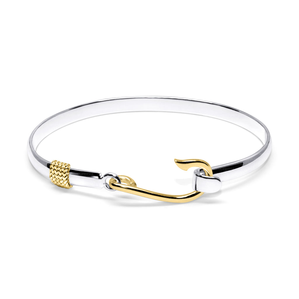 Fish Hook Bracelet made in Sterling Silver with Yellow Gold – Nasr