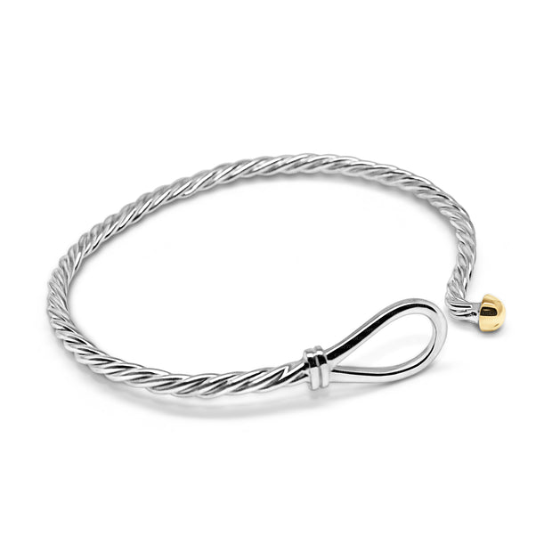 Braided Loop Knot Bracelet made in Sterling Silver with a 14k Yellow Gold Ball