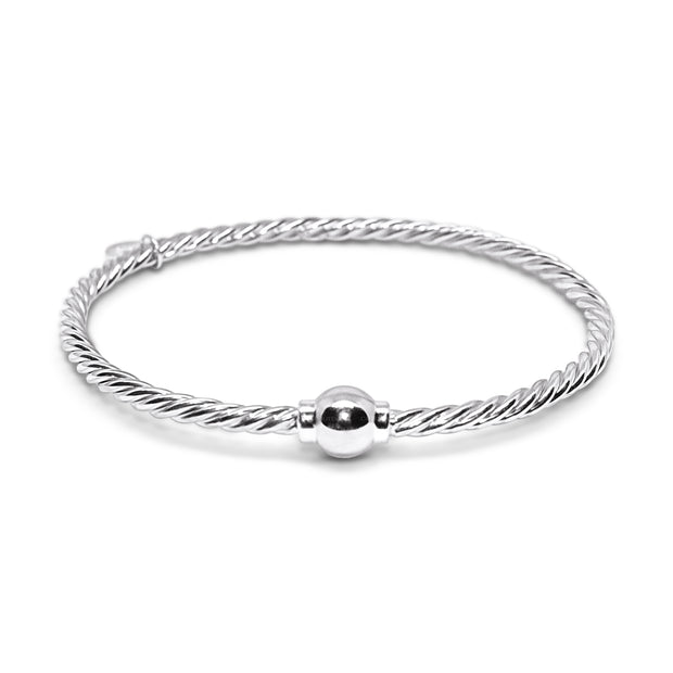 Braided Cape Cod Ball Bracelet made in Sterling Silver with a Silver ball
