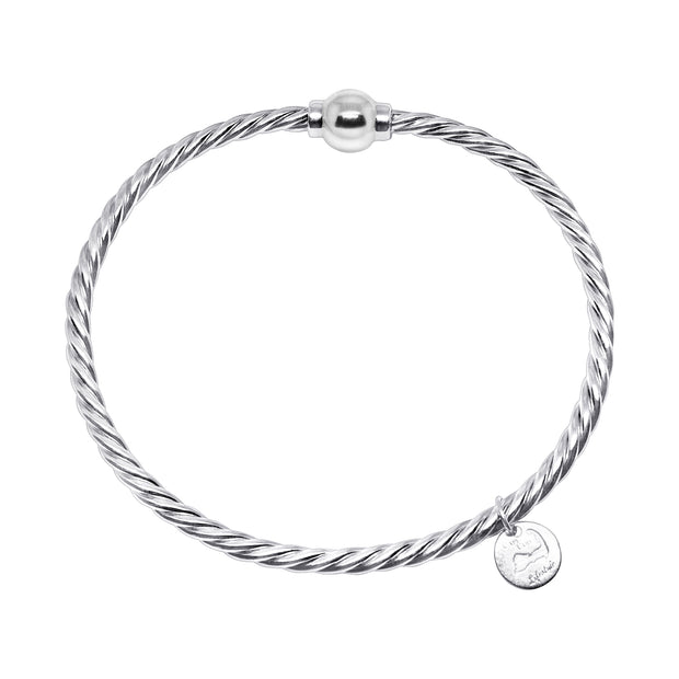 Braided Cape Cod Ball Bracelet made in Sterling Silver with a Silver ball