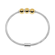Triple Cape Cod Ball Bracelet made in Sterling Silver with 14k Yellow Gold Balls