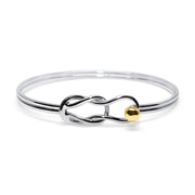 Fisherman's Knot Bracelet made in Sterling Silver with a 14k Yellow Gold Ball