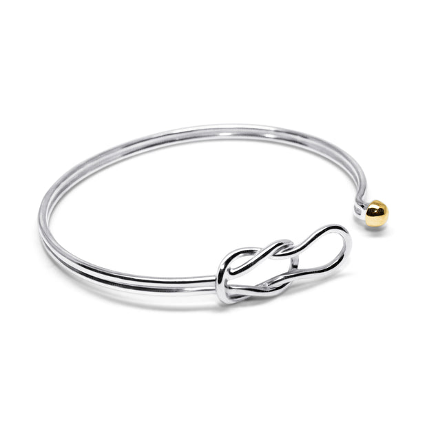 Fisherman's Knot Bracelet made in Sterling Silver with a 14k Yellow Gold Ball
