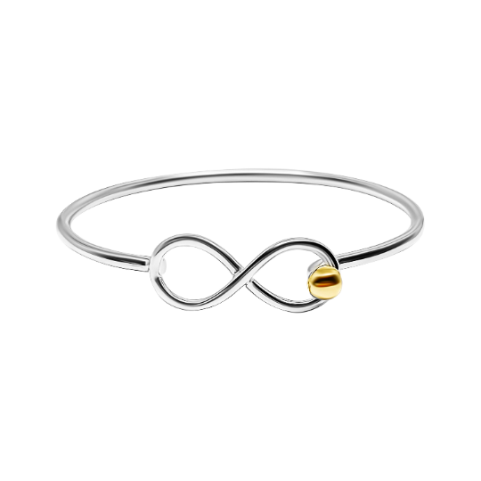 Cape Cod Infinity Bracelet made in Sterling Silver with a 14K Yellow Gold Ball
