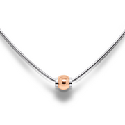 Cape Cod Necklace made in Sterling Silver with a Rose Gold Ball