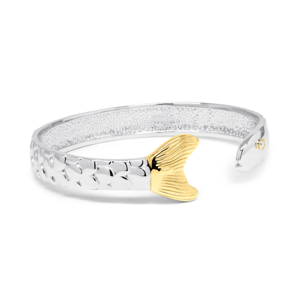 Fish Bracelet made in Sterling Silver w/ 14k Yellow Gold Tail