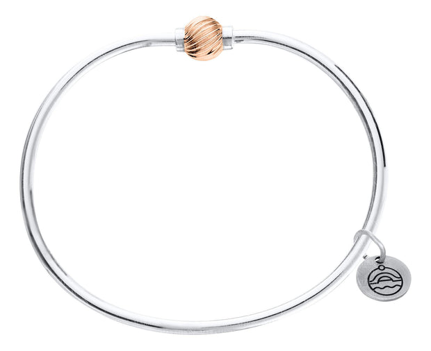 Authentic Cape Cod Bracelet made by Lestage - Sterling Silver w/ 14k Rose Gold Swirl Ball