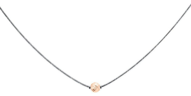 Authentic Cape Cod Necklace made by Lestage- Sterling Silver with 14k Rose Gold Swirl Ball