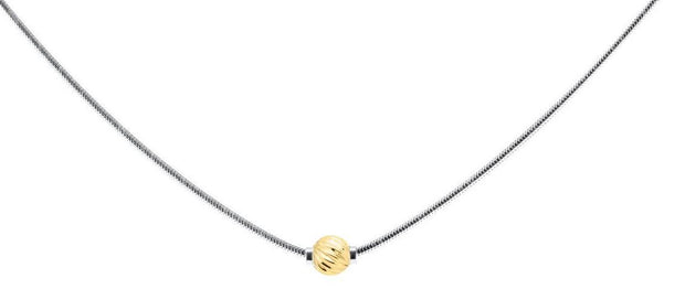 Authentic Cape Cod Necklace made by Lestage- Sterling Silver with 14k Gold Swirl Ball